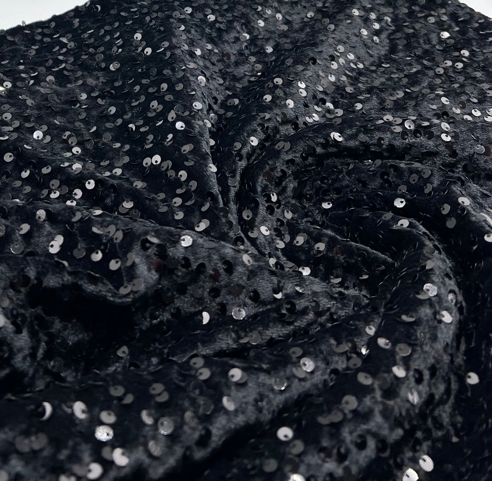 Black Sequin Velour Fabric - T9 Fabrics