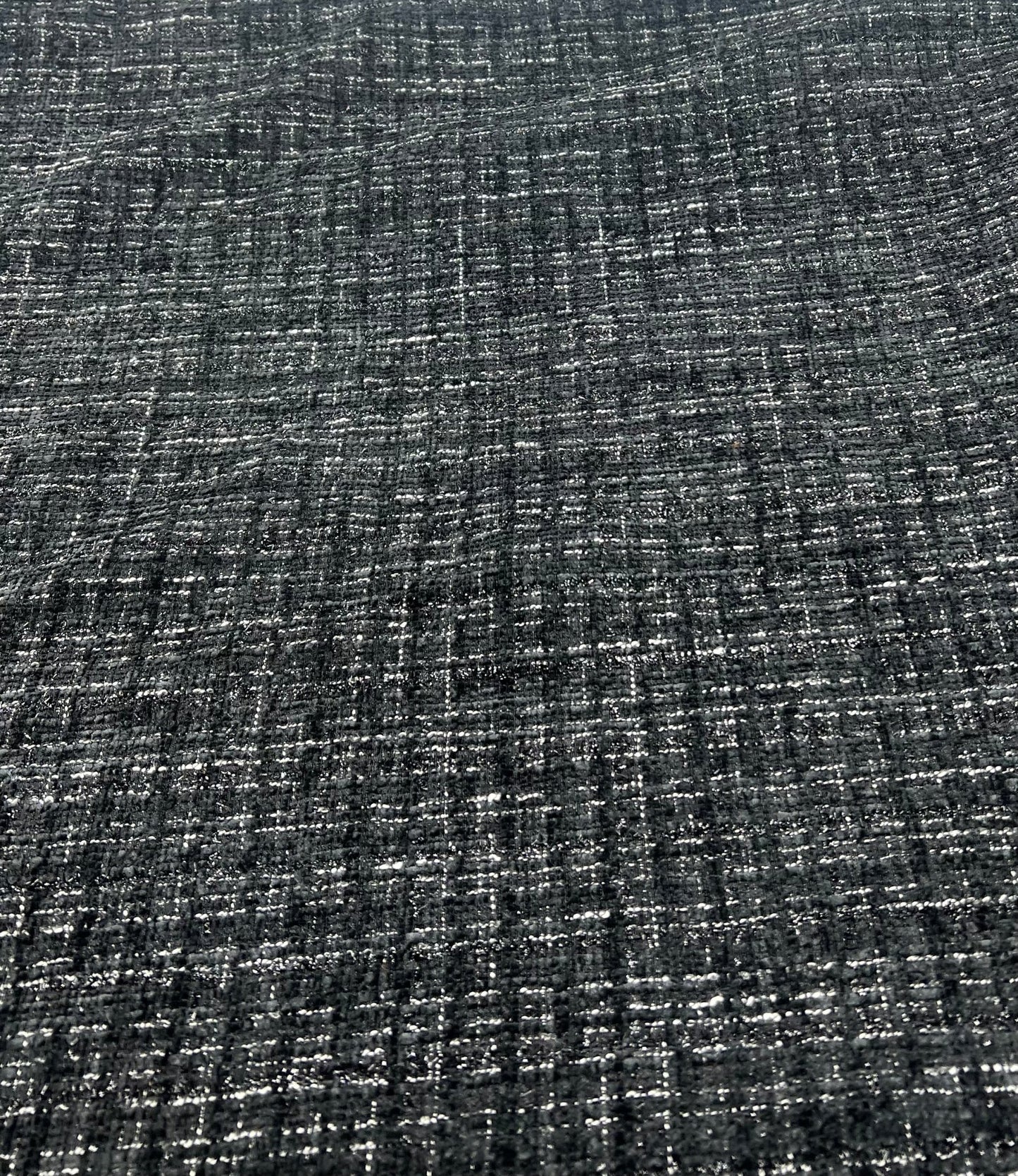 Black Shimmer Chanel Style Boucle Tweed Non Stretch Fabric - T9 Fabrics