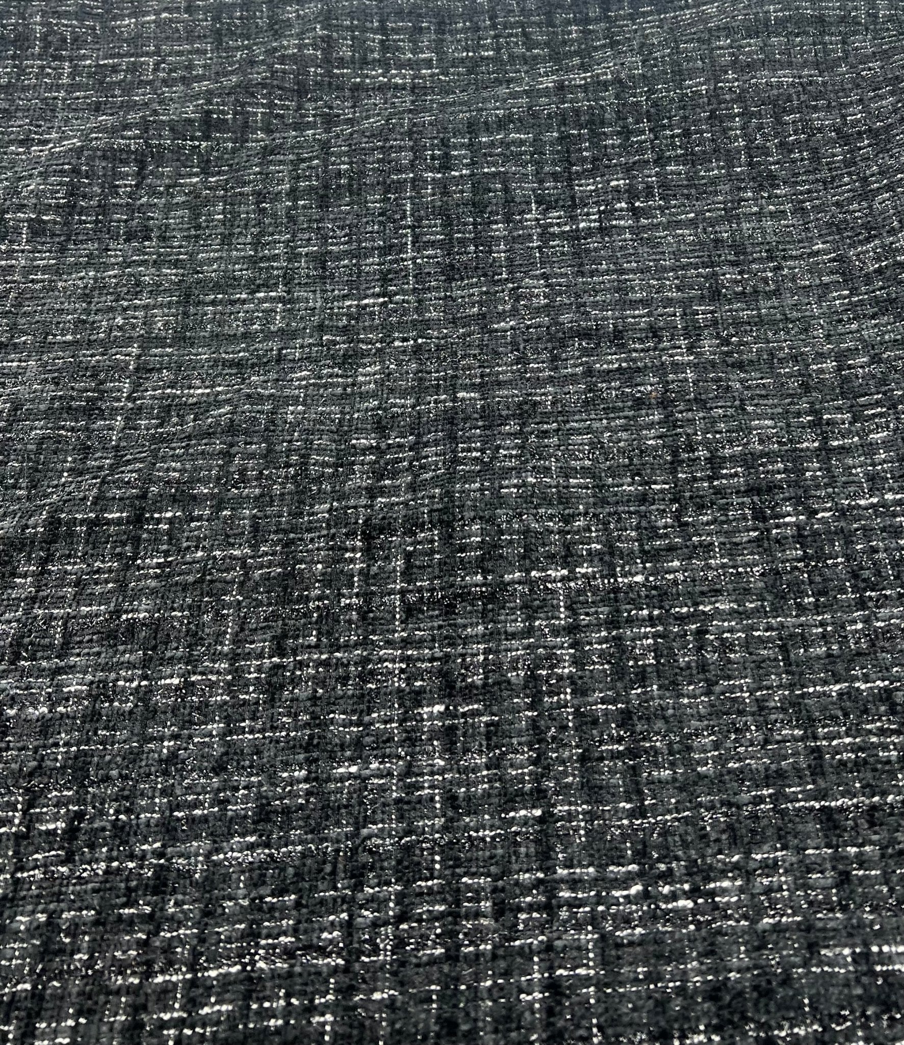 Black Shimmer Chanel Style Boucle Tweed Non Stretch Fabric - T9 Fabrics