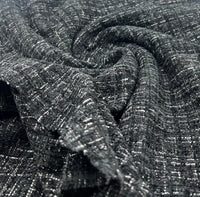 Black Shimmer Chanel Style Boucle Tweed Non Stretch Fabric - T9 Fabrics