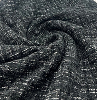 Black Shimmer Chanel Style Boucle Tweed Non Stretch Fabric - T9 Fabrics
