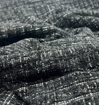 Black Shimmer Chanel Style Boucle Tweed Non Stretch Fabric - T9 Fabrics