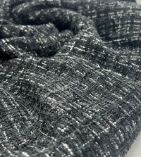 Black Shimmer Chanel Style Boucle Tweed Non Stretch Fabric - T9 Fabrics