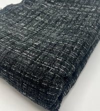 Black Shimmer Chanel Style Boucle Tweed Non Stretch Fabric - T9 Fabrics