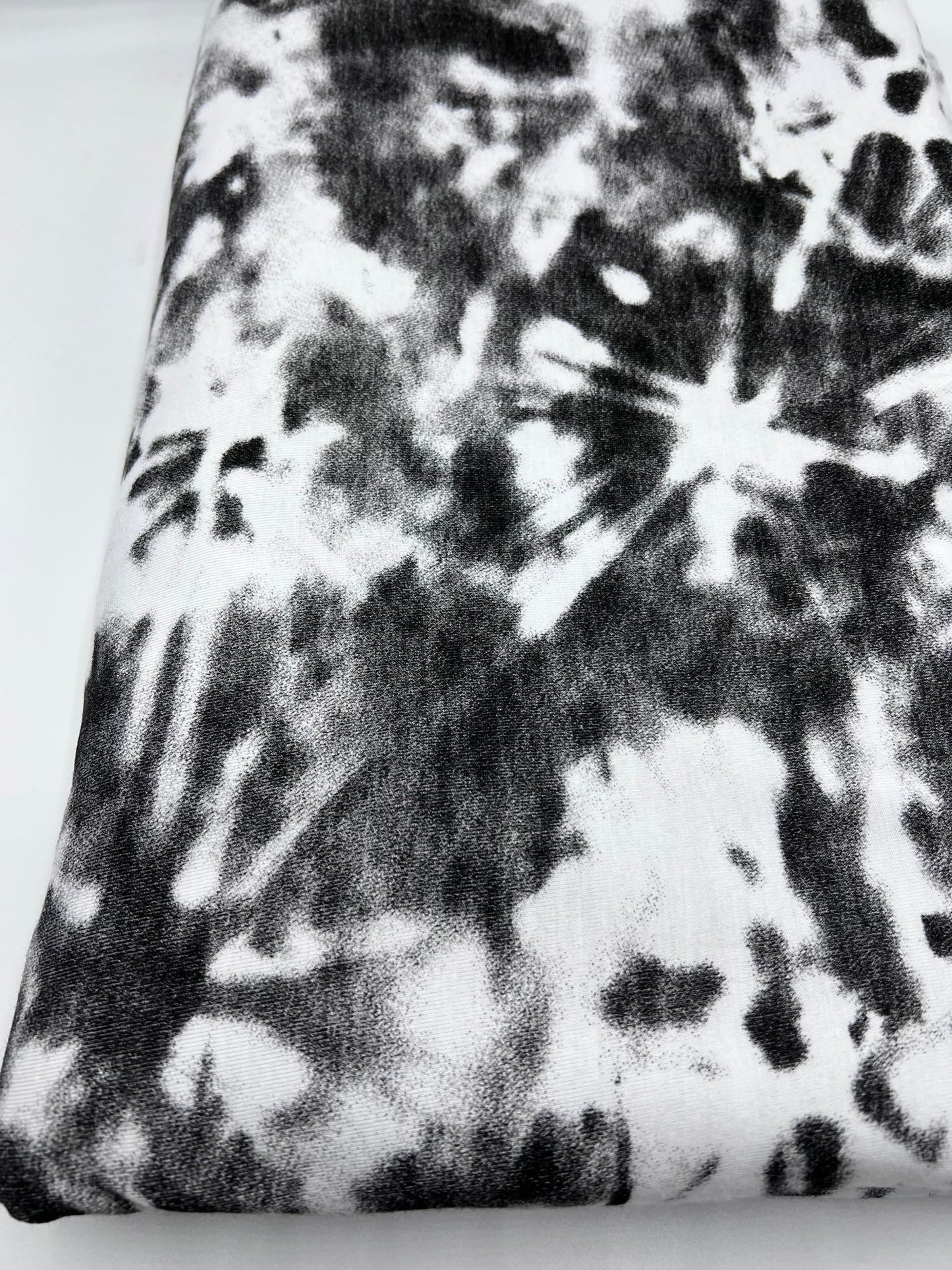 Black Silver Grey Tie Dye Print Viscose Elastane Fabric - T9 Fabrics