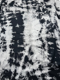 Black Silver Grey Tie Dye Print Viscose Elastane Fabric - T9 Fabrics