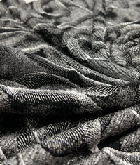 Black Silver Patterned Textured Tree Bark Stretch Dress Craft Fabric - T9 Fabrics