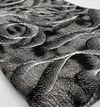 Black Silver Patterned Textured Tree Bark Stretch Dress Craft Fabric - T9 Fabrics