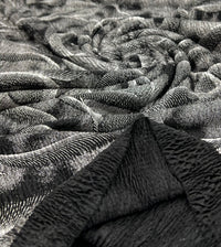 Black Silver Patterned Textured Tree Bark Stretch Dress Craft Fabric - T9 Fabrics