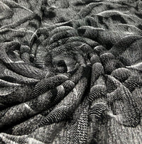 Black Silver Patterned Textured Tree Bark Stretch Dress Craft Fabric - T9 Fabrics