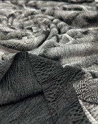Black Silver Patterned Textured Tree Bark Stretch Dress Craft Fabric - T9 Fabrics