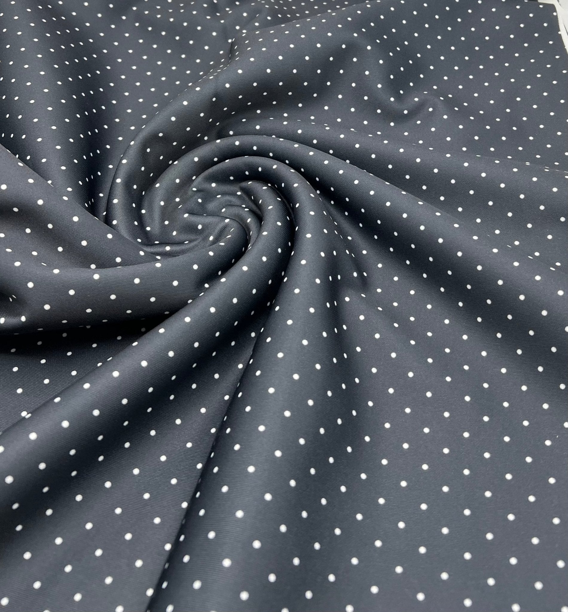 Black Small Polka Dot Printed Plain Scuba Fabric - T9 Fabrics