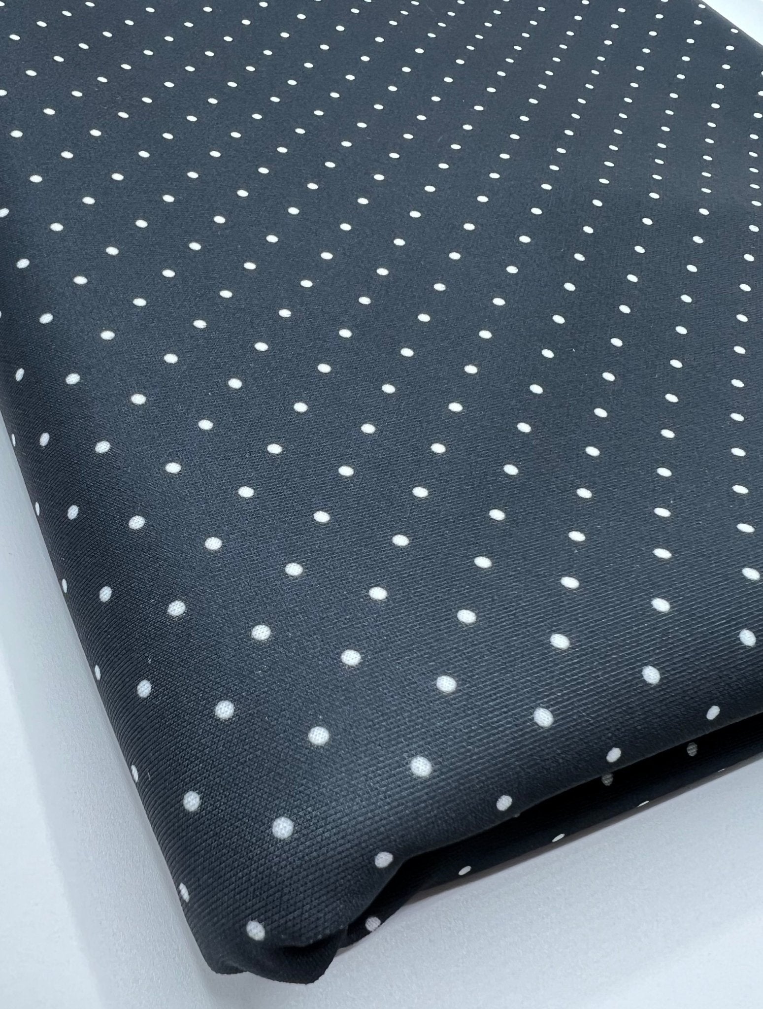 Black Small Polka Dot Printed Plain Scuba Fabric - T9 Fabrics