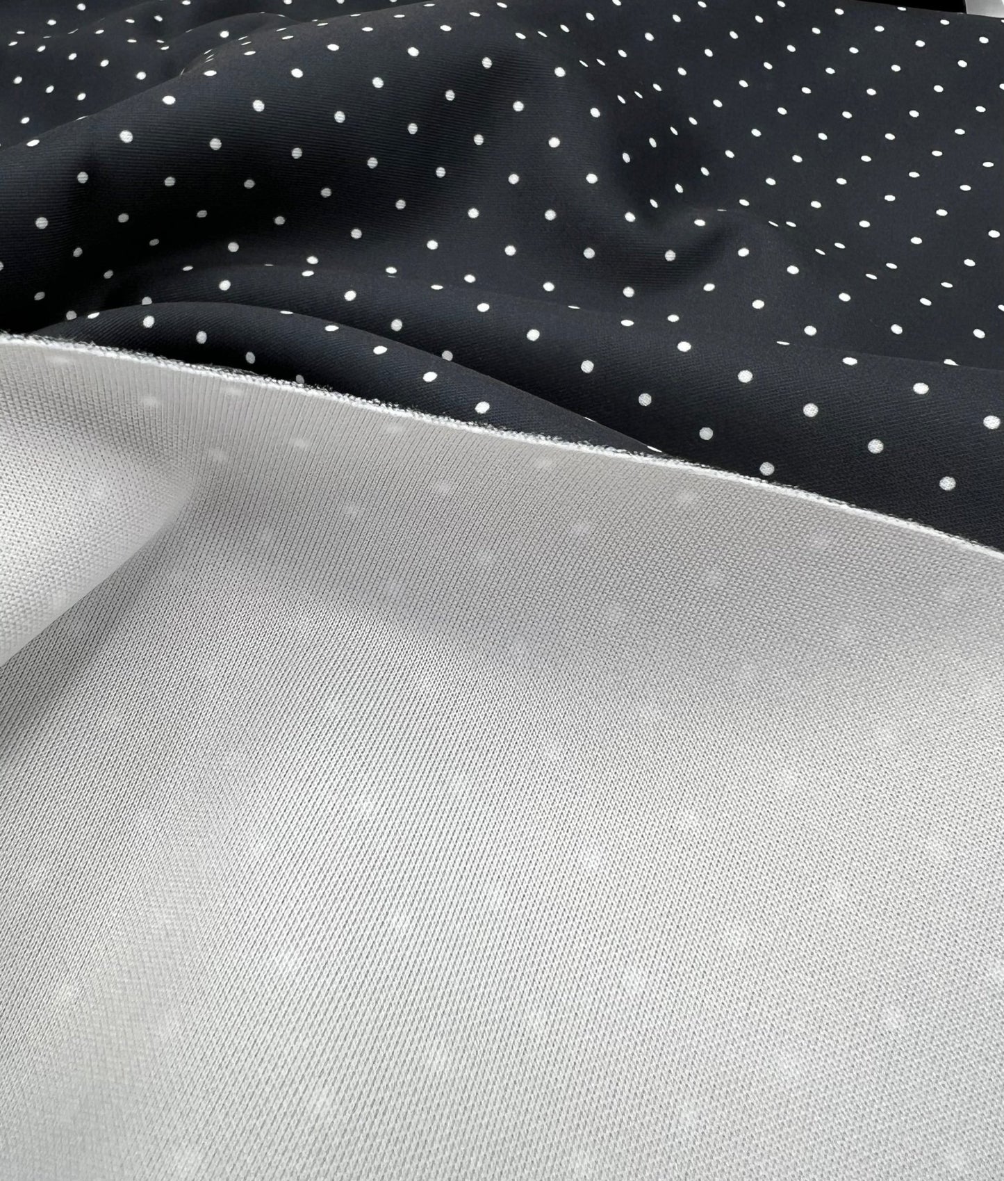 Black Small Polka Dot Printed Plain Scuba Fabric - T9 Fabrics