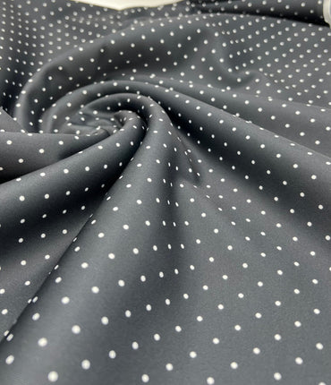 Black Small Polka Dot Printed Plain Scuba Fabric - T9 Fabrics