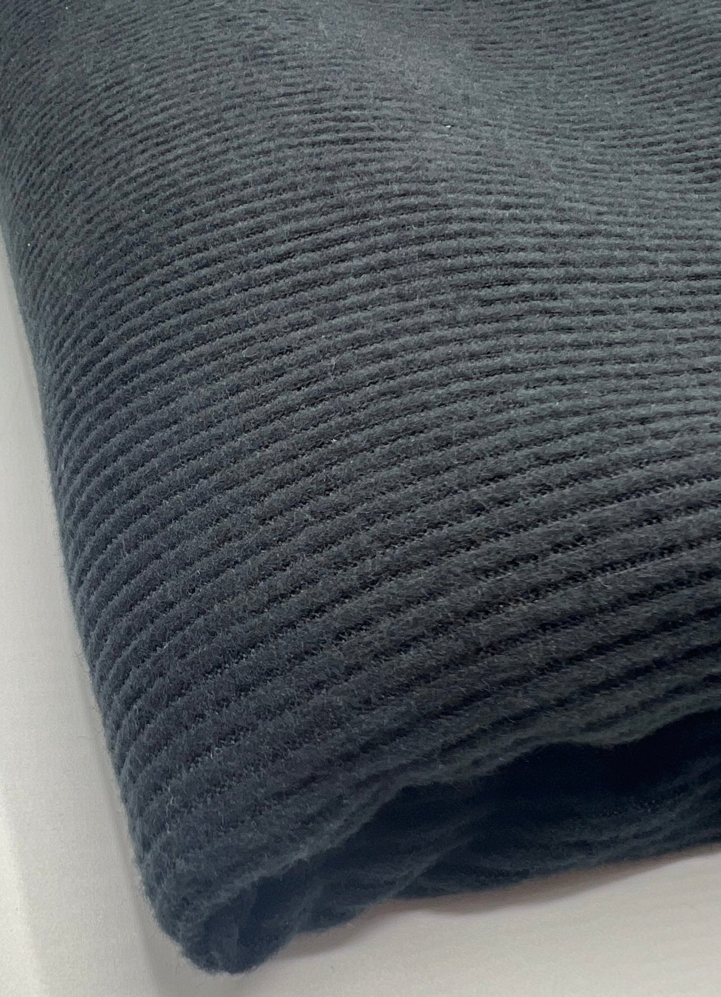 Black Soft Brushed Cosy Wide Rib Stretch Fabric - T9 Fabrics