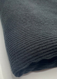 Black Soft Brushed Cosy Wide Rib Stretch Fabric - T9 Fabrics