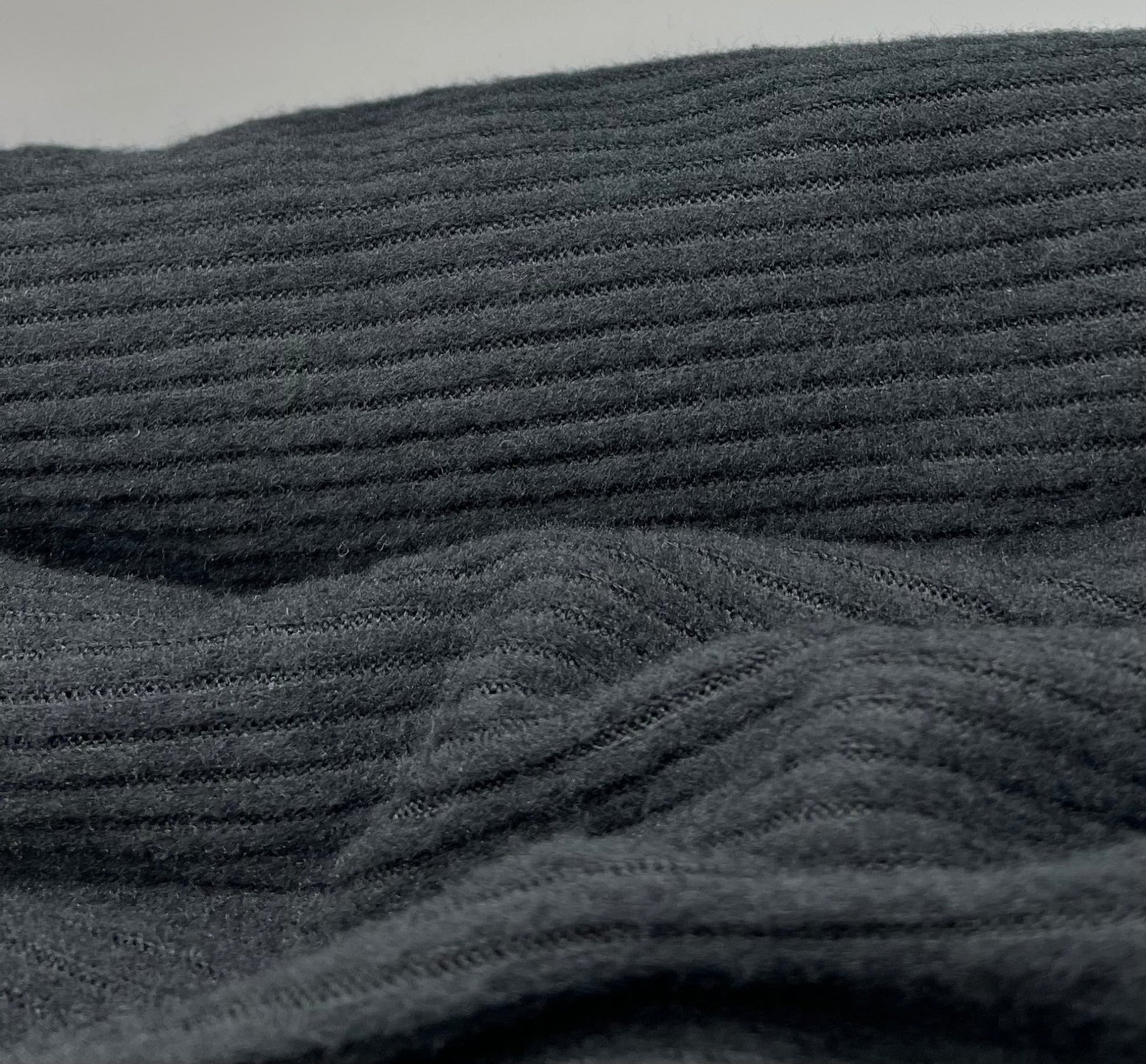 Black Soft Brushed Cosy Wide Rib Stretch Fabric - T9 Fabrics