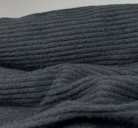 Black Soft Brushed Cosy Wide Rib Stretch Fabric - T9 Fabrics