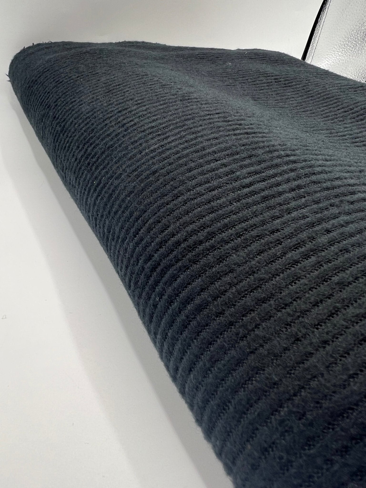 Black Soft Brushed Cosy Wide Rib Stretch Fabric - T9 Fabrics