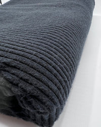 Black Soft New Brushed Cosy Wide Rib Stretch Fabric - T9 Fabrics