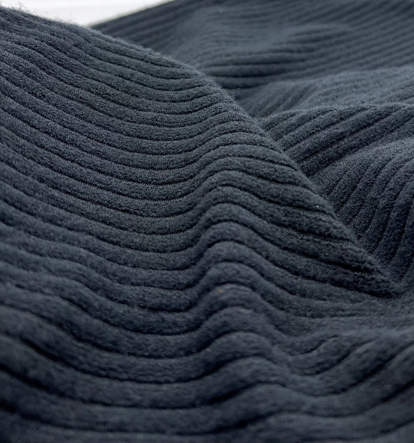 Black Soft New Brushed Cosy Wide Rib Stretch Fabric - T9 Fabrics