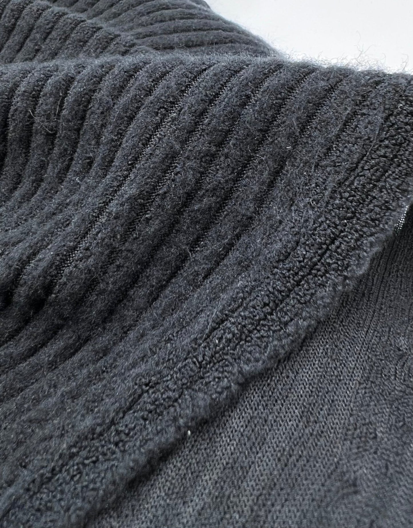 Black Soft New Brushed Cosy Wide Rib Stretch Fabric - T9 Fabrics