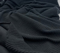 Black Soft New Brushed Cosy Wide Rib Stretch Fabric - T9 Fabrics