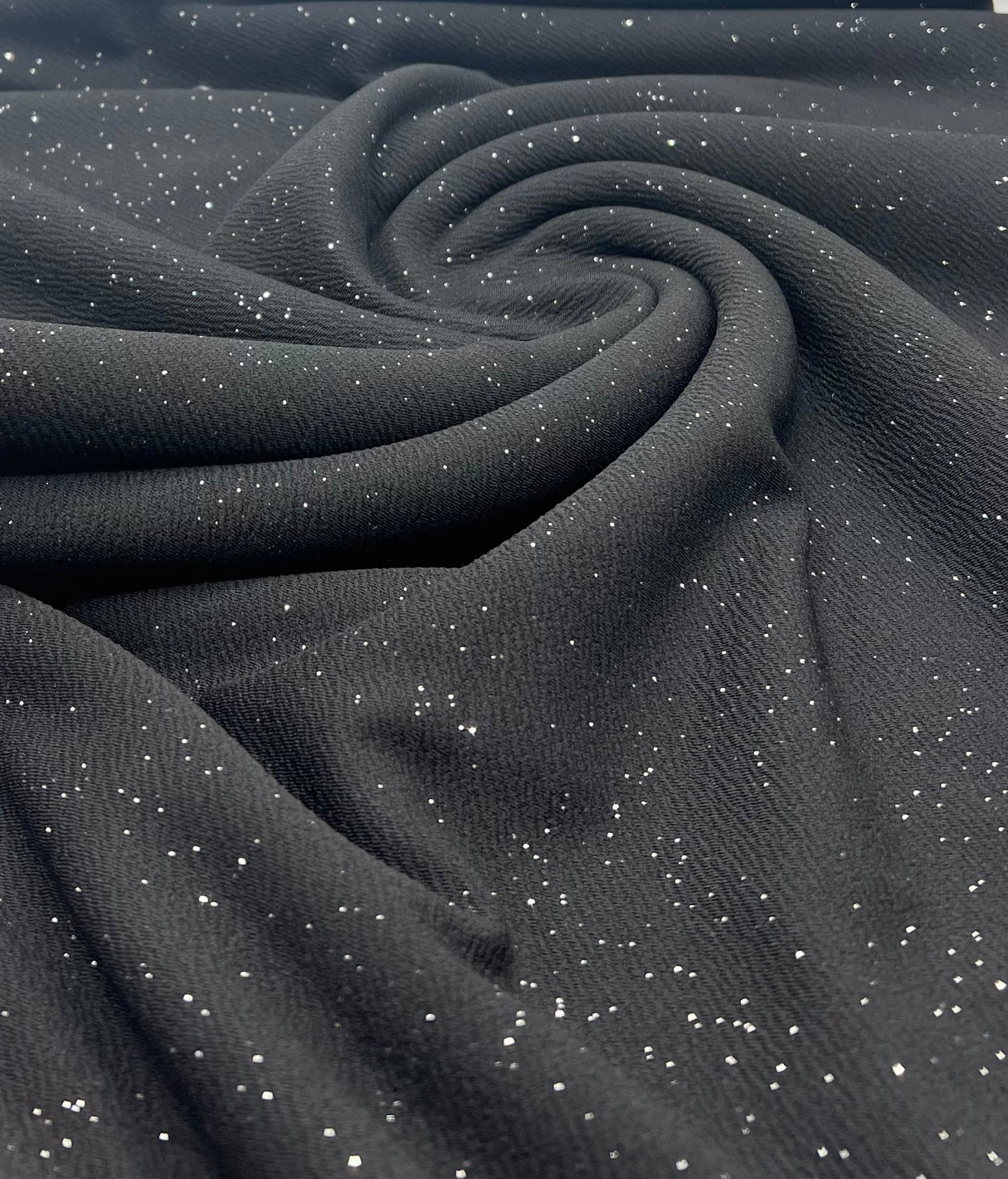 Black Sparkle Liverpool Bullet Stretch Fabric - T9 Fabrics