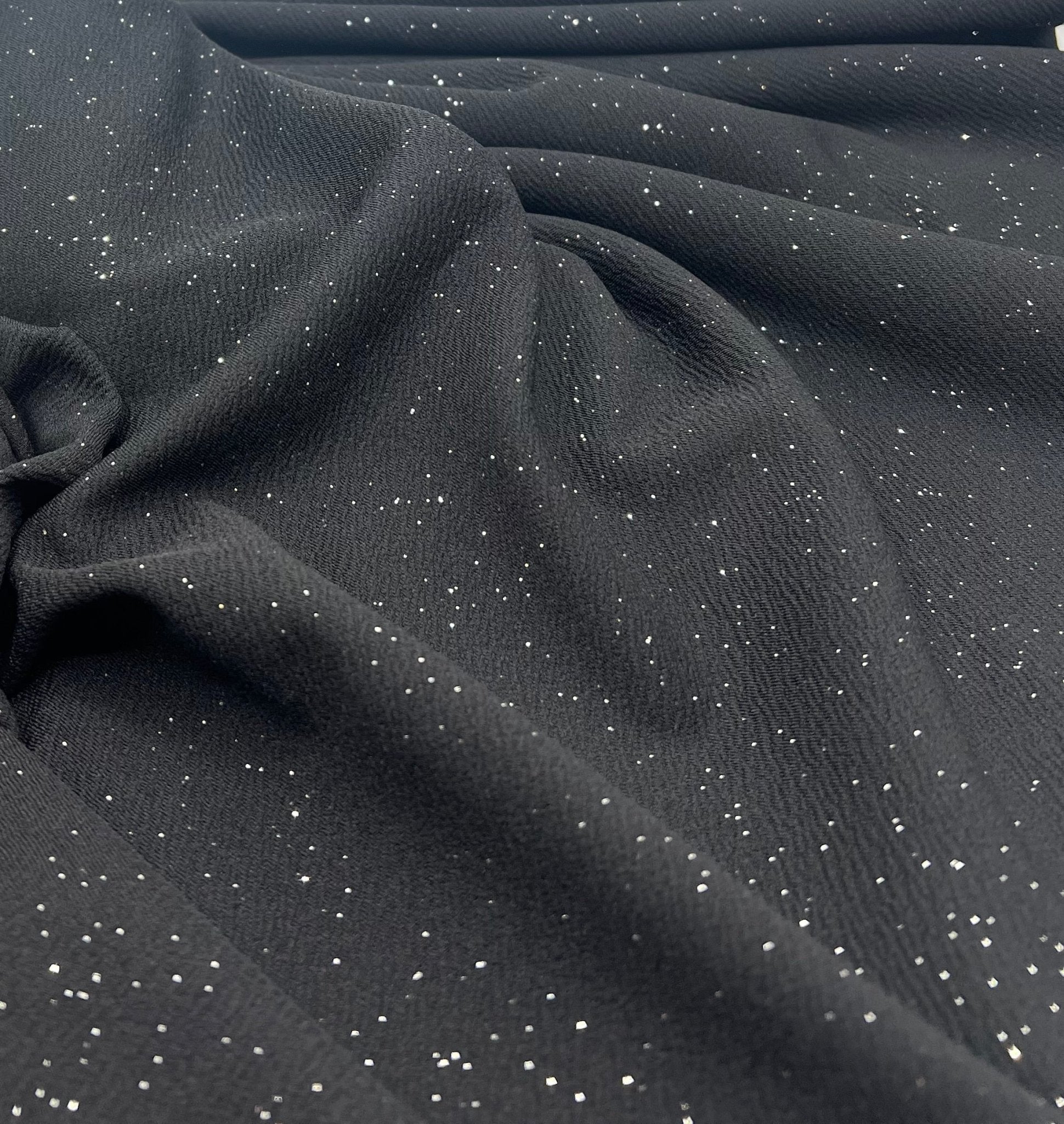 Black Sparkle Liverpool Bullet Stretch Fabric - T9 Fabrics