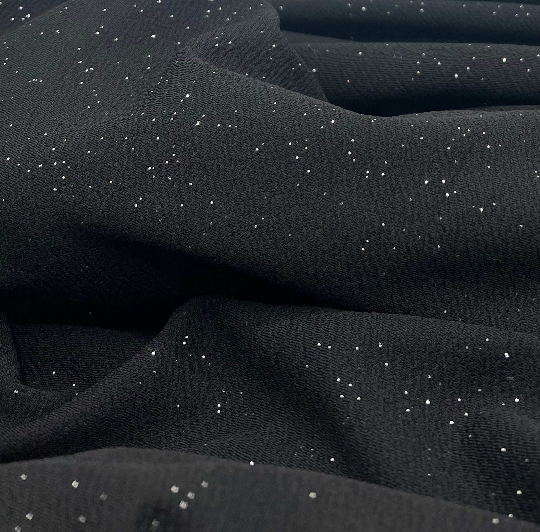 Black Sparkle Liverpool Bullet Stretch Fabric - T9 Fabrics