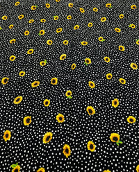 Black Spot Sunflower Lightweight Non Stretch Woven Fabric - T9 Fabrics