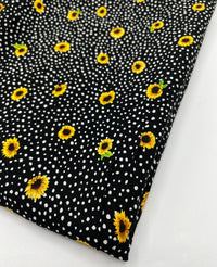 Black Spot Sunflower Lightweight Non Stretch Woven Fabric - T9 Fabrics
