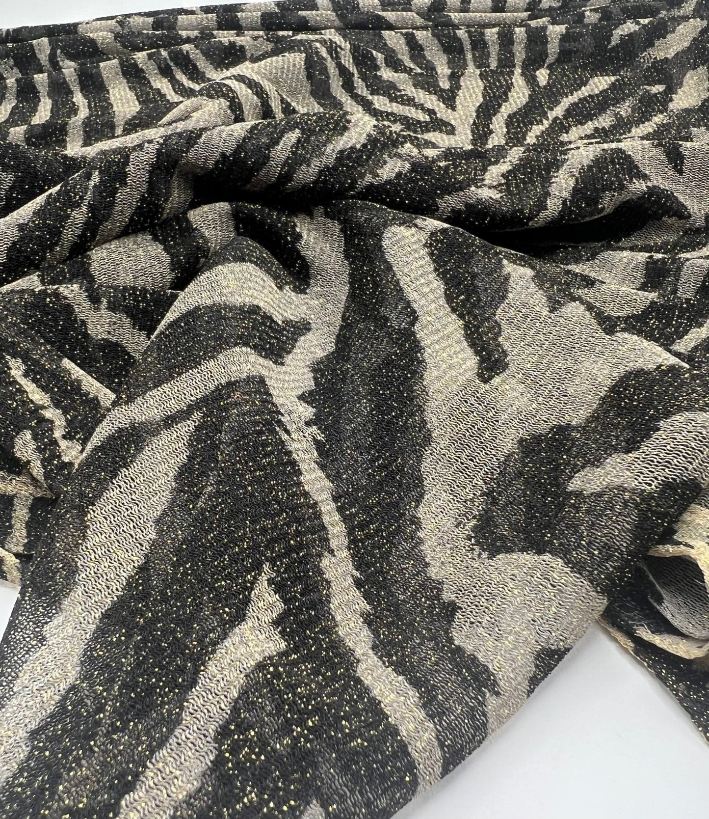 Black Stone Gold Animal Soft Mesh Fabric Stretch - T9 Fabrics