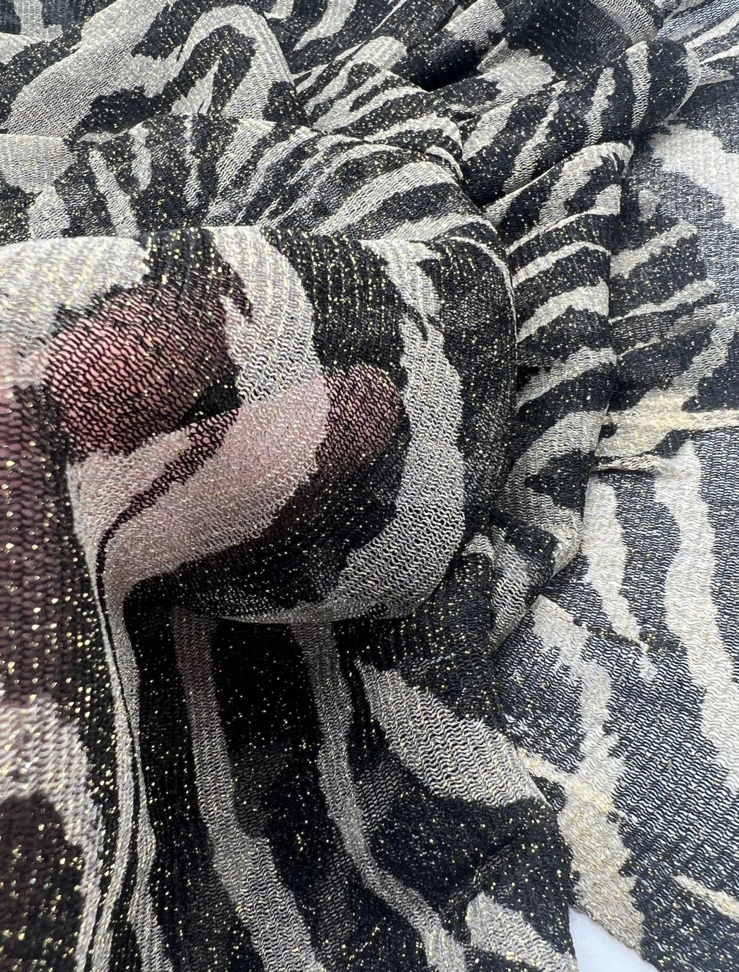 Black Stone Gold Animal Soft Mesh Fabric Stretch - T9 Fabrics