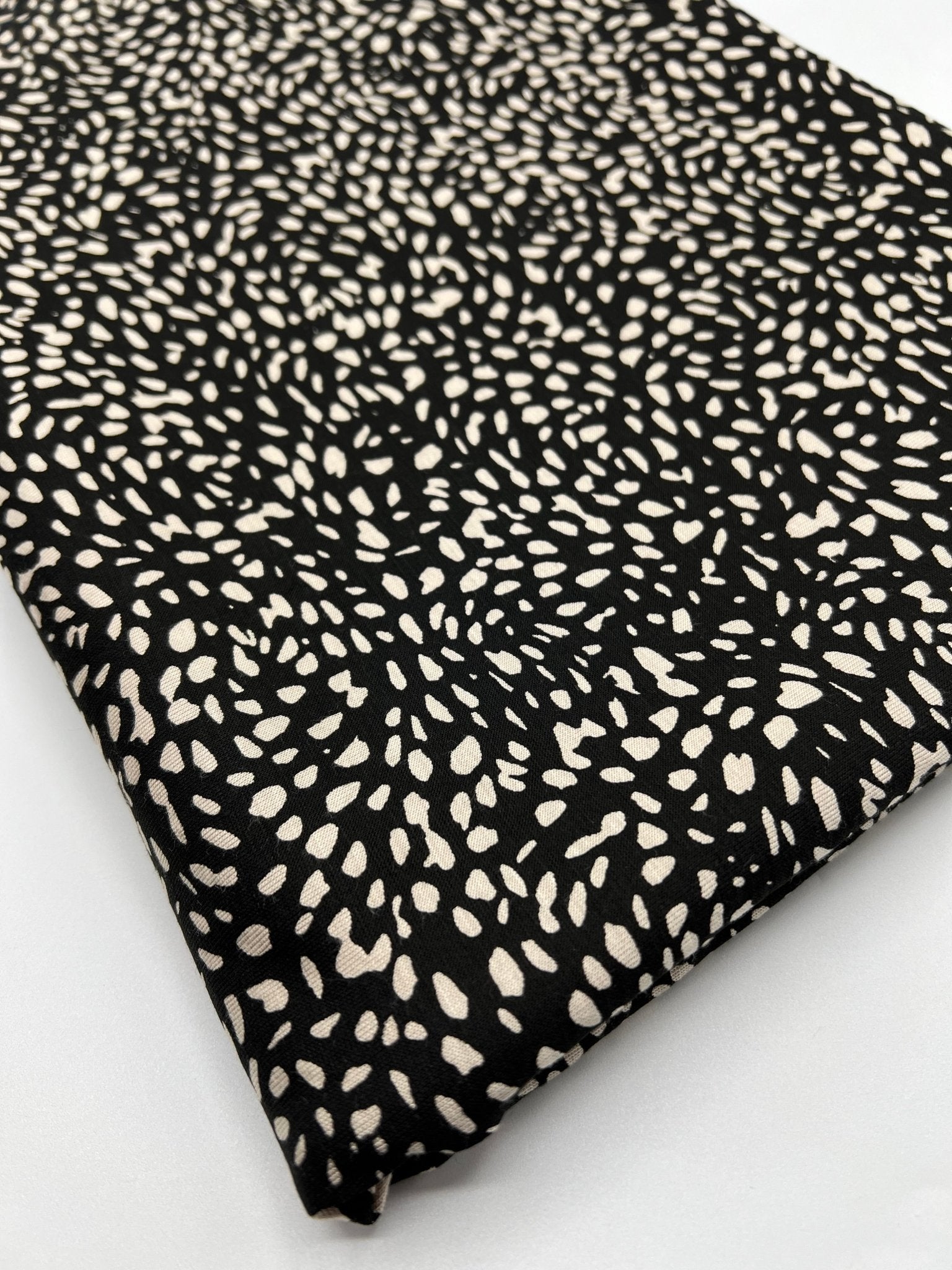 Black Stone Pebble Print Viscose Elastane 4 Way Stretch Fabric - T9 Fabrics