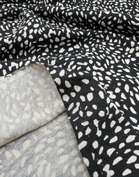 Black Stone Pebble Print Viscose Elastane 4 Way Stretch Fabric - T9 Fabrics
