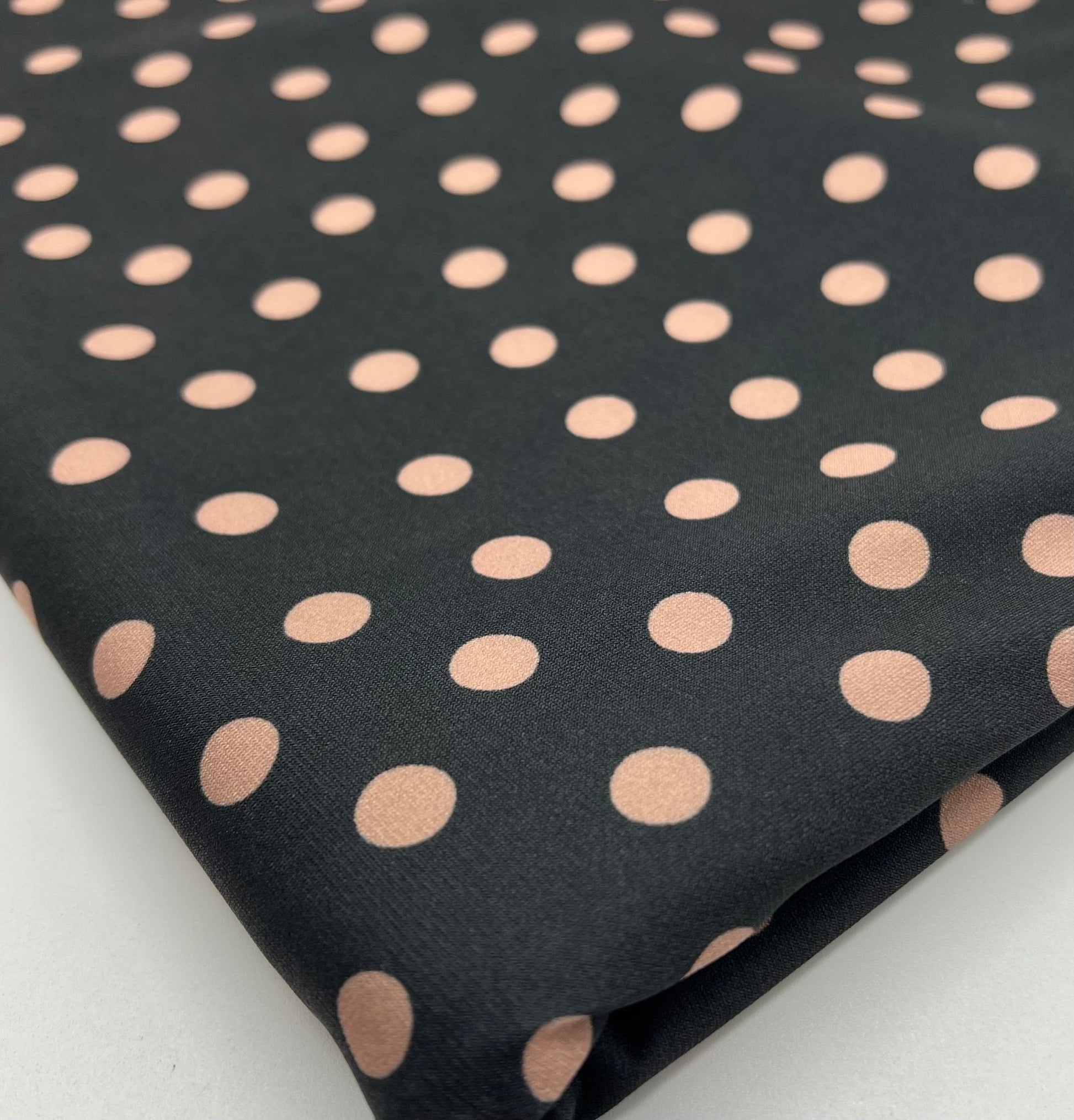 Black Stone Polka Spot Print ITY Fabric 2 Way Stretch - T9 Fabrics