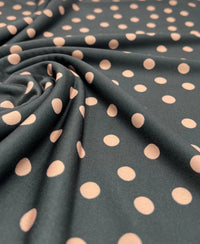 Black Stone Polka Spot Print ITY Fabric 2 Way Stretch - T9 Fabrics