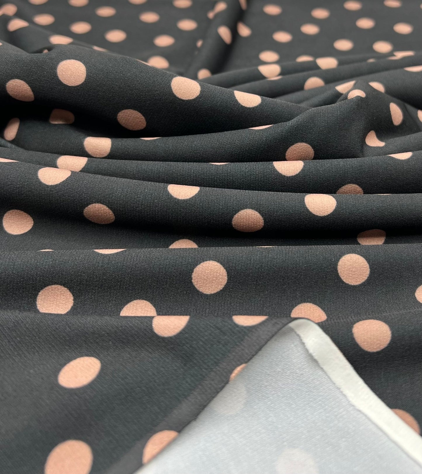 Black Stone Polka Spot Print ITY Fabric 2 Way Stretch - T9 Fabrics