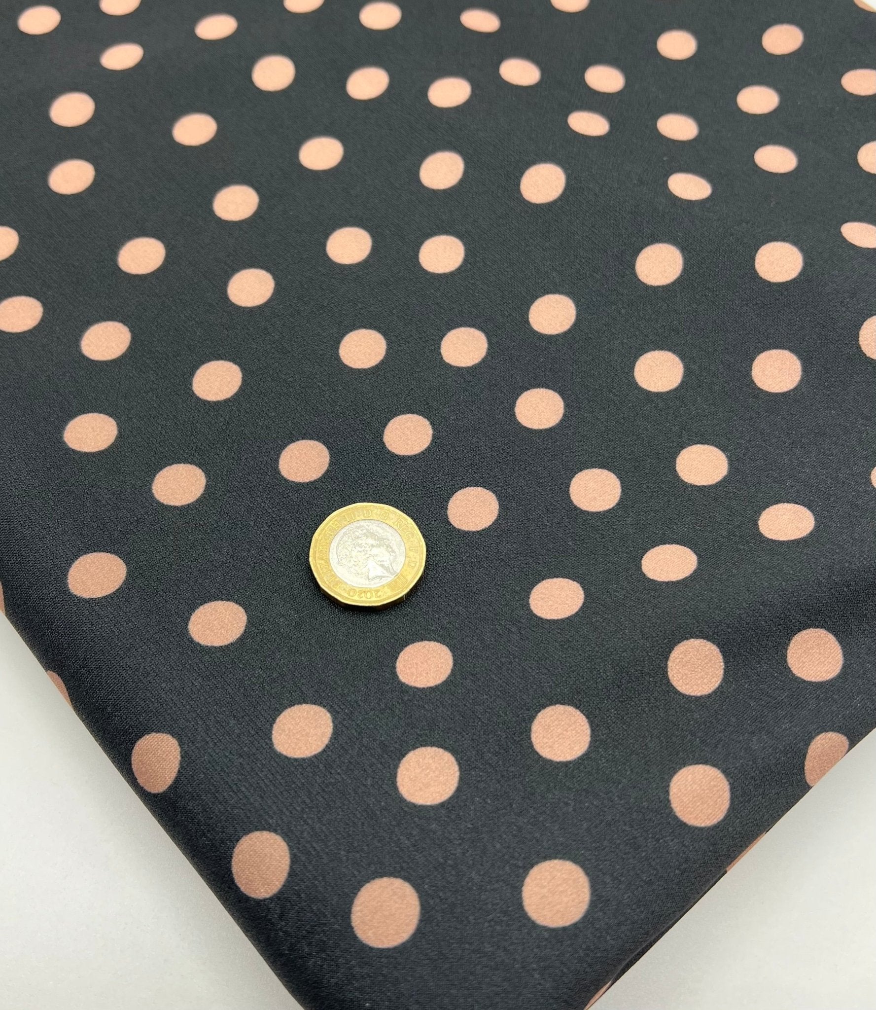 Black Stone Polka Spot Print ITY Fabric 2 Way Stretch - T9 Fabrics