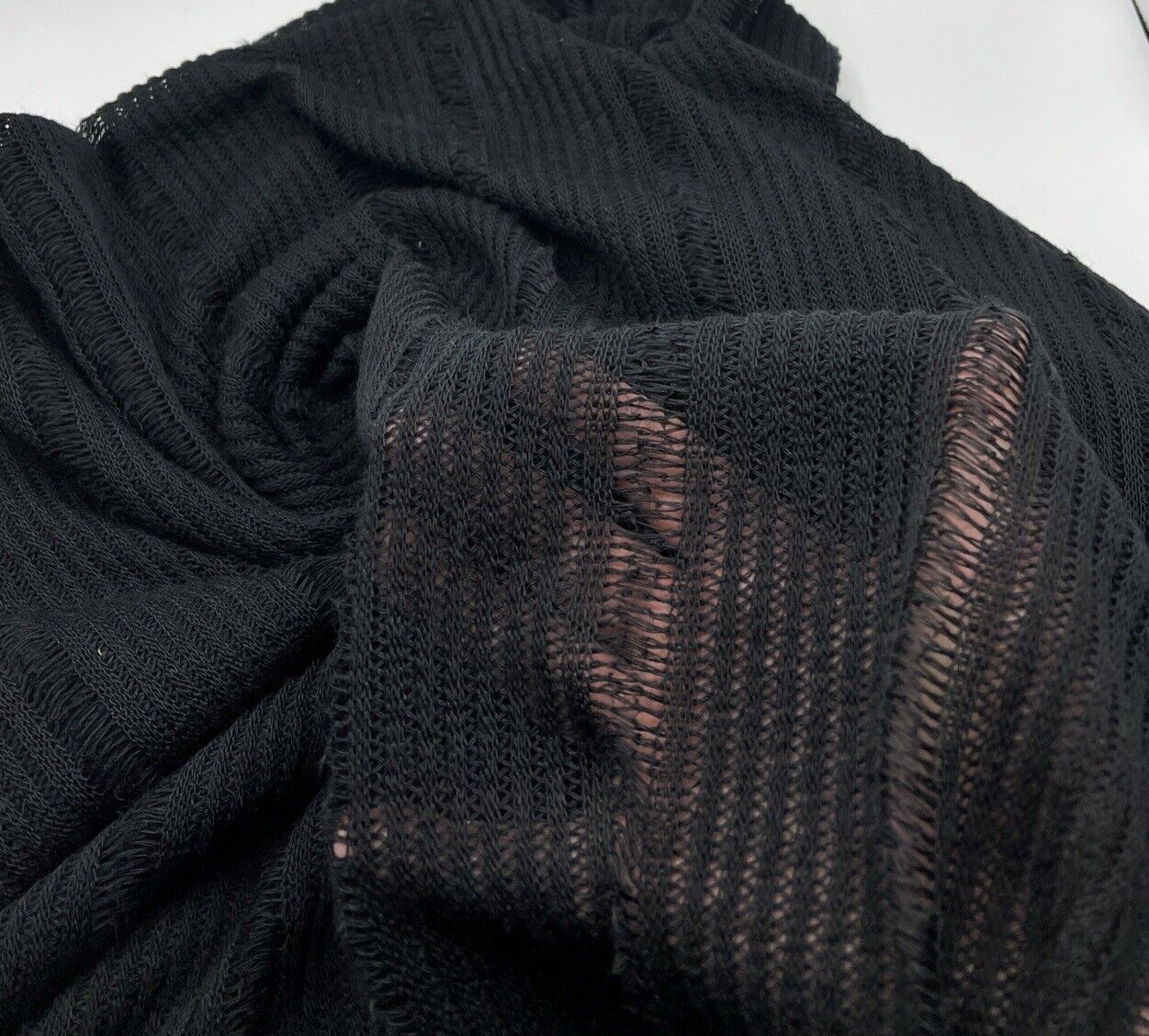 Black Stripe Knitted Stretch Fabric - T9 Fabrics