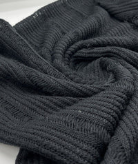 Black Stripe Knitted Stretch Fabric - T9 Fabrics