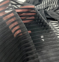 Black Stripe Mesh Fabric 2 Way Stretch - T9 Fabrics