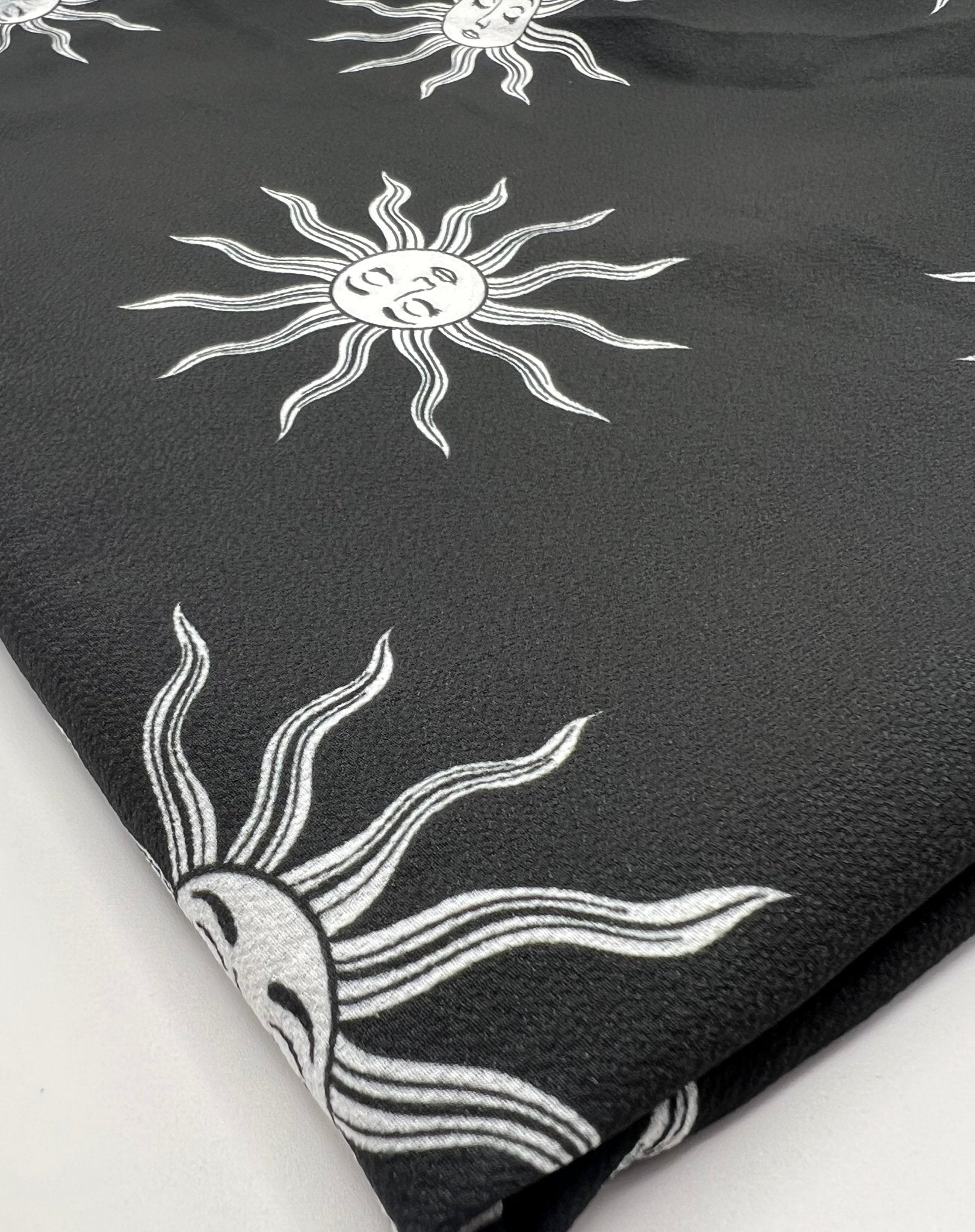 Black Sun Print Lightweight Bubble Crepe Fabric - T9 Fabrics