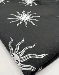 Black Sun Print Lightweight Bubble Crepe Fabric - T9 Fabrics