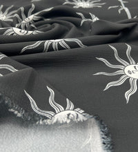 Black Sun Print Lightweight Bubble Crepe Fabric - T9 Fabrics