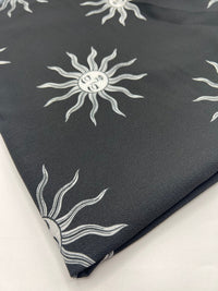 Black Sun Print Lightweight Bubble Crepe Fabric - T9 Fabrics