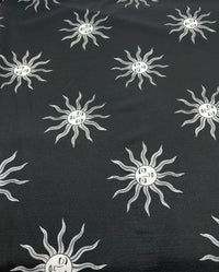 Black Sun Print Lightweight Bubble Crepe Fabric - T9 Fabrics