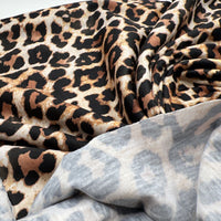 Black Tan Animal Print Spun Poly Stretch Fabric - T9 Fabrics